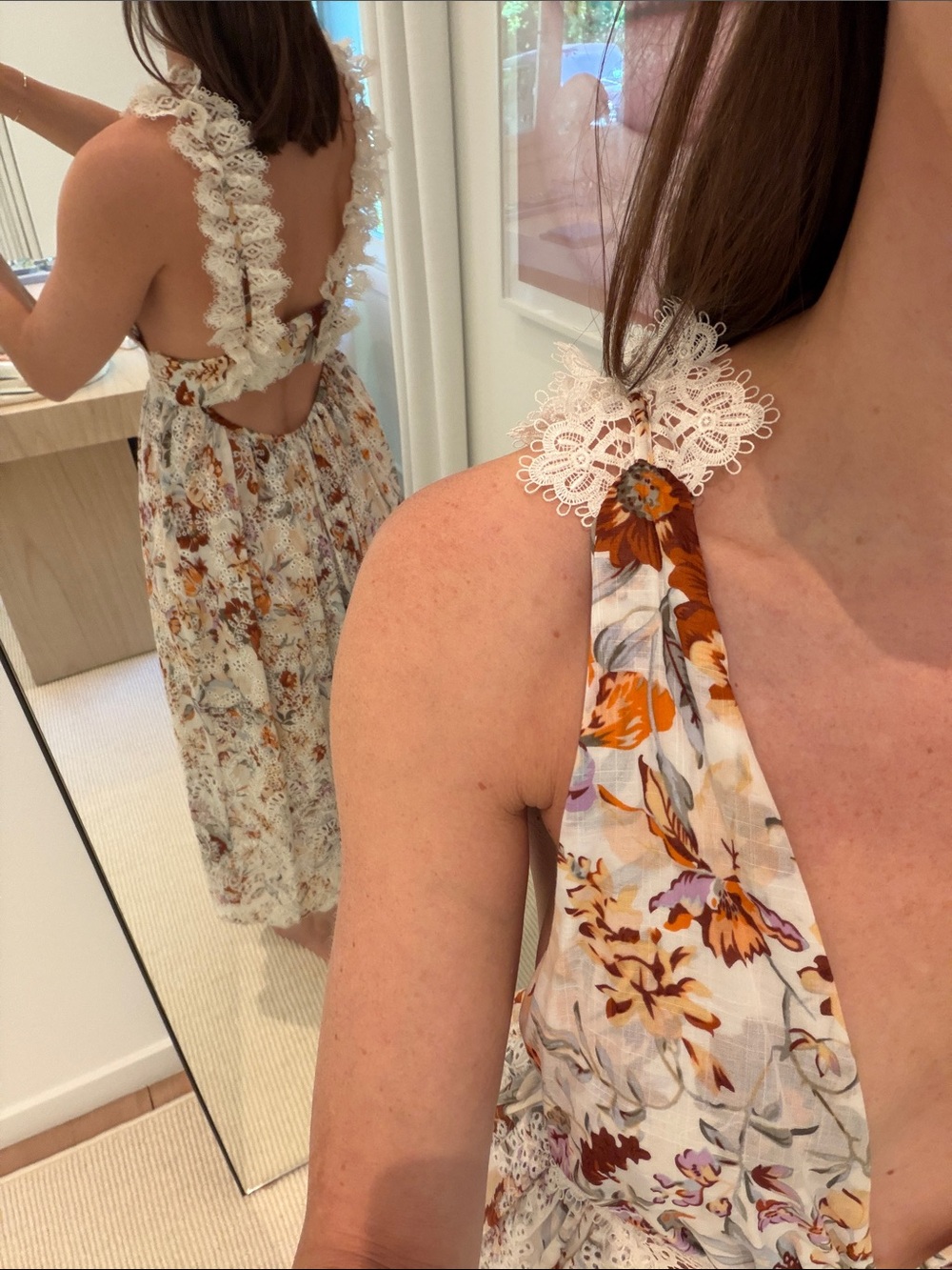 Zimmermann Cream Floral Halter Midi Dress - Picture 3 of 3